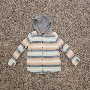 OshKosh B'gosh Multicolor Striped Button Down Shirt with Hood